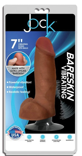 JOCK BARESKIN 7" VIBRATING DONG WITH BALLS MOCHA